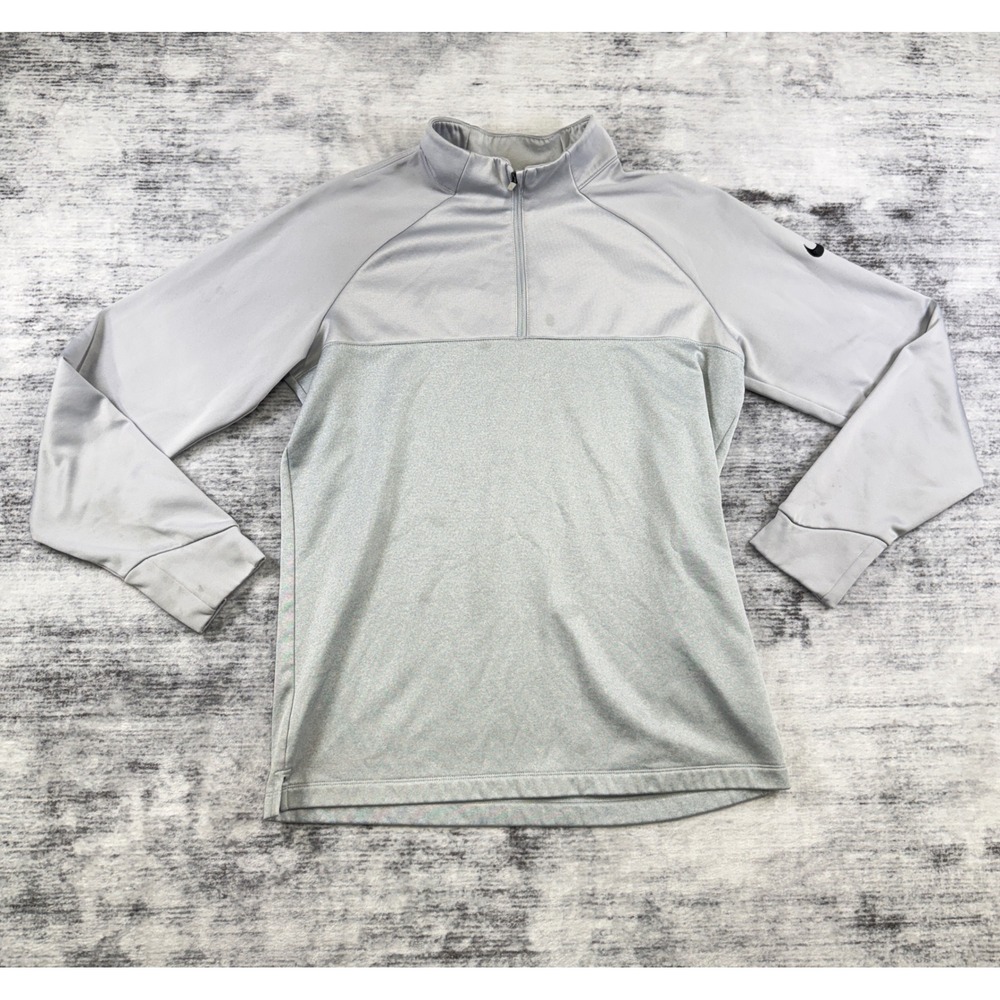 Nike Golf Mens Grey Therma-FIT Quarter Zip Pullover Fleece Lined Size M